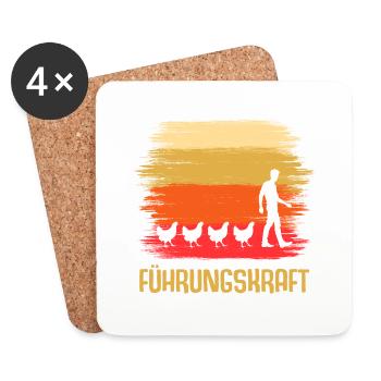 Führungskraft Hühner Hahn - Untersetzer (4er-Set) - Weiß - Vorne