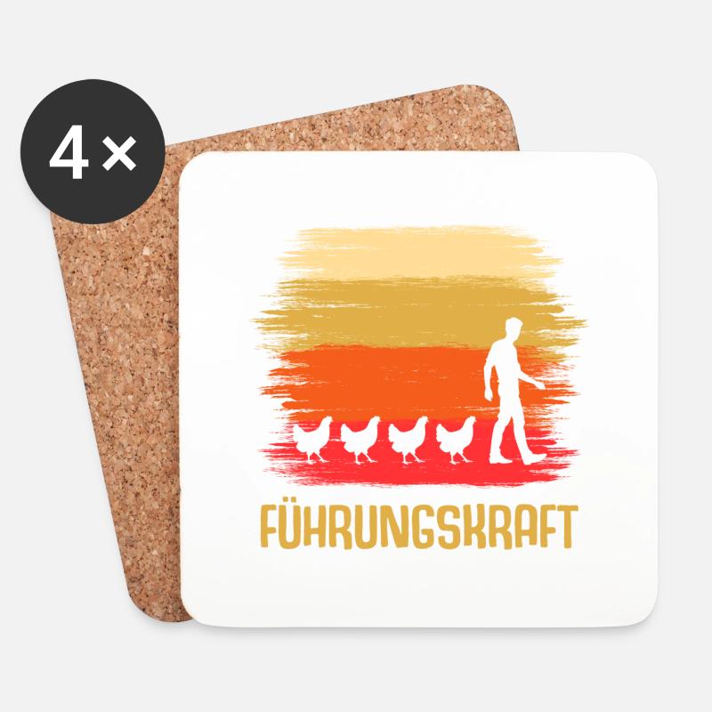 Führungskraft Hühner Hahn - Untersetzer (4er-Set) - Weiß