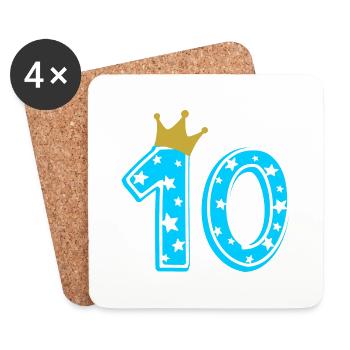 10 Krone 10. Geburtstag 10 Jahre - Untersetzer (4er-Set) - Weiß - Vorne