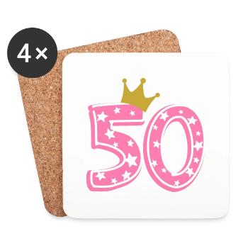 50 Krone 50. Geburtstag 50 Jahre - Untersetzer (4er-Set) - Weiß - Vorne