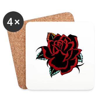 fleur rose tattoo - Dessous de verre (lot de 4) - blanc - Devant