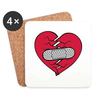 Patch heart broken - Coasters (set of 4) - white - Front