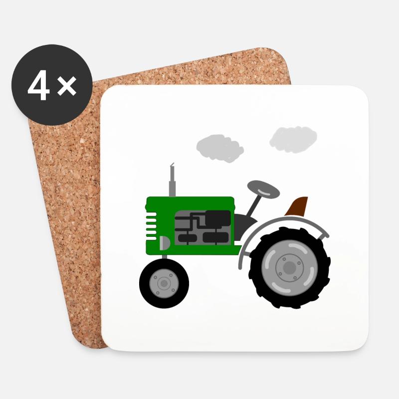 Trecker retro - Untersetzer (4er-Set) - Weiß