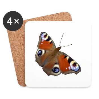 Schmetterling Flügel Tagpfauenauge Insekt Frühling - Untersetzer (4er-Set) - Weiß - Vorne