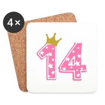 14 Krone 14ème anniversaire 14 ans - Dessous de verre (lot de 4) - blanc - Devant