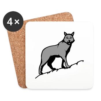 Wolf - Untersetzer (4er-Set) - Weiß - Vorne