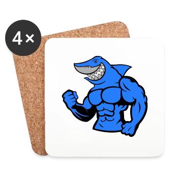 Strong Shark - Untersetzer (4er-Set) - Weiß - Vorne