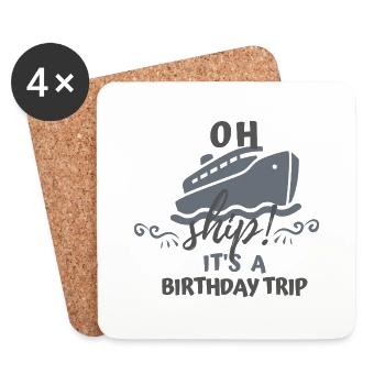 birthday trip - Reise - Kreuzfahrt - Gruppenmotiv - Untersetzer (4er-Set) - Weiß - Vorne