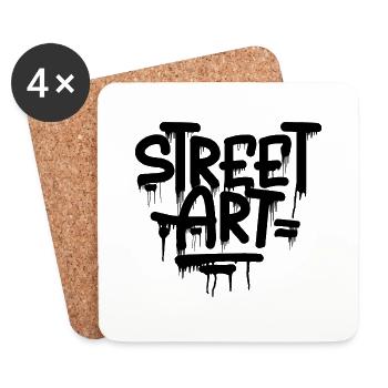 street art graffiti tag de rue - Dessous de verre (lot de 4) - blanc - Devant