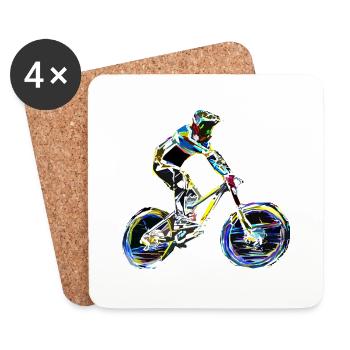 MTB Downhill Mountainbike - Untersetzer (4er-Set) - Weiß - Vorne