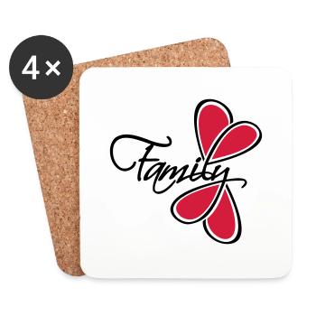 Heart Family lettering - Coasters (set of 4) - white - Front