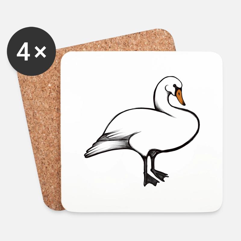 Schwan - Untersetzer (4er-Set) - Weiß