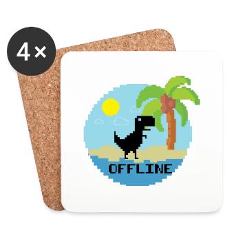 Funny offline Dinosaur vacation - Coasters (set of 4) - white - Front