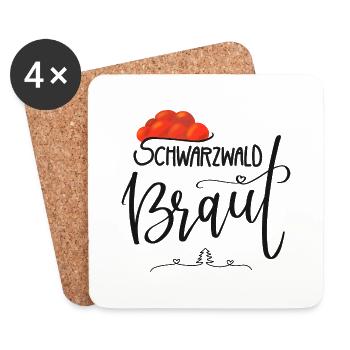 JGA Schwarzwald Braut-Junggesellinnenabschied - Untersetzer (4er-Set) - Weiß - Vorne