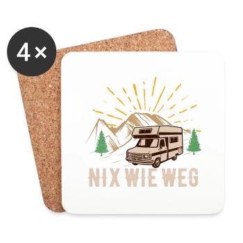 Nix wie weg Camping Camper - Untersetzer (4er-Set) - Weiß - Vorne