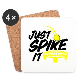 Farbe änderbar | Roundnet Spikeball Fun - Untersetzer (4er-Set) - Weiß - Vorne