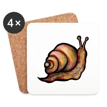 Snail - Coasters (set of 4) - white - Front