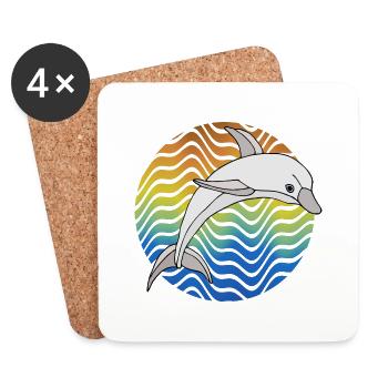 Delfin - Untersetzer (4er-Set) - Weiß - Vorne