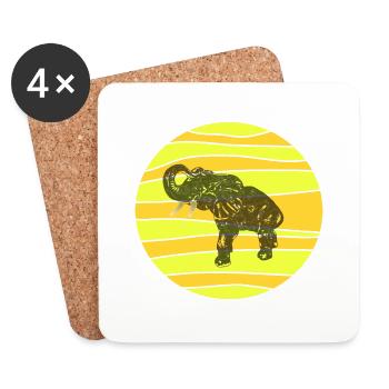 Eléphant noble au look typiquement africain. - Dessous de verre (lot de 4) - blanc - Devant