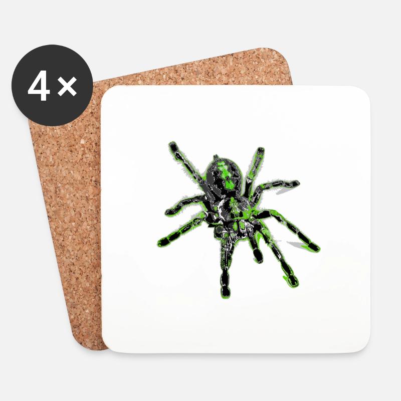 Tigerspinne grün, Spinne - Untersetzer (4er-Set) - Weiß