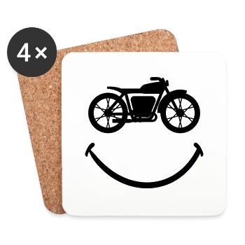 Motard Avec Le Sourire Pour Passionné De Motos - Dessous de verre (lot de 4) - blanc - Devant