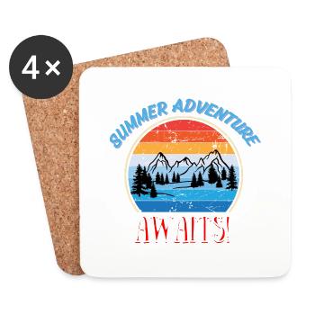 Summer adventure awaits camper T-Shirt - Coasters (set of 4) - white - Front