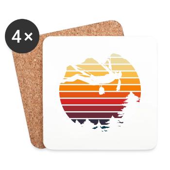 Vintage Mountain Sports Retro Rock Climbing - Coasters (set of 4) - white - Front