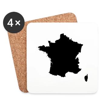 Carte du drapeau de la France - Dessous de verre (lot de 4) - blanc - Devant
