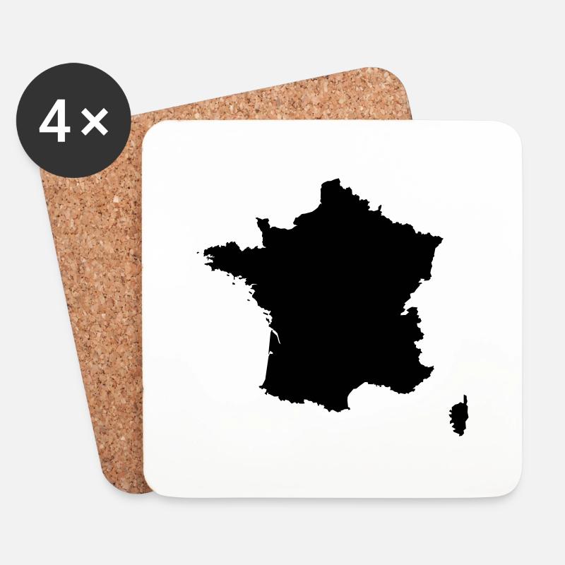 Frankreich Flagge Landkarte - Untersetzer (4er-Set) - Weiß