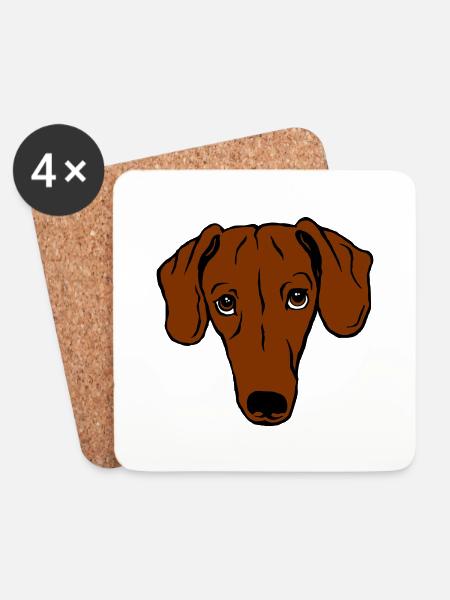 Dachshund, shorthair - Coasters (set of 4) - white