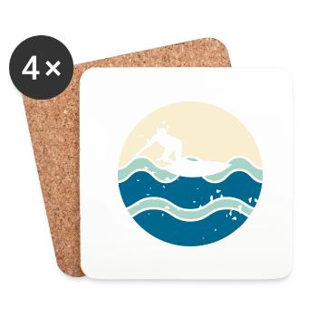 Vintage Classic Ride With The Wave Surfing - Coasters (set of 4) - white - Front