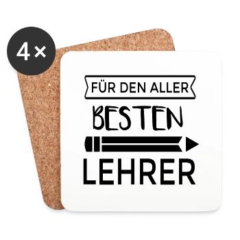 Für den allerbesten Lehrer! personalisierbar - Untersetzer (4er-Set) - Weiß - Vorne