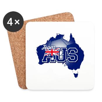 Team AUS map Australia with ball pattern - Coasters (set of 4) - white - Front