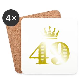 49 Chiffre Couronne Or - Dessous de verre (lot de 4) - blanc - Devant