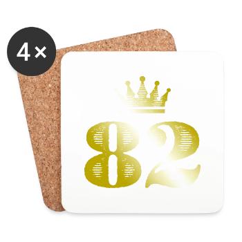 82 Zahl Krone Gold - Untersetzer (4er-Set) - Weiß - Vorne