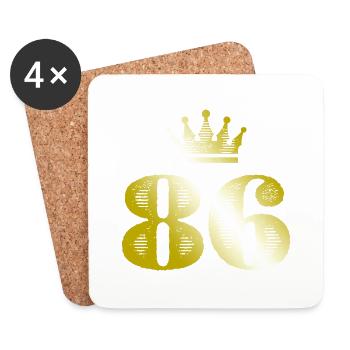 86 Zahl Krone Gold - Untersetzer (4er-Set) - Weiß - Vorne