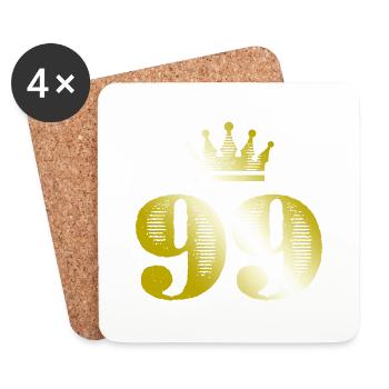 99 Zahl Krone Gold - Untersetzer (4er-Set) - Weiß - Vorne