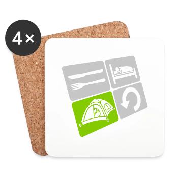 Eat Sleep Camp Repeat - Coasters (set of 4) - white - Front