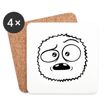 Skeptical face hairy monster - Coasters (set of 4) - white - Front
