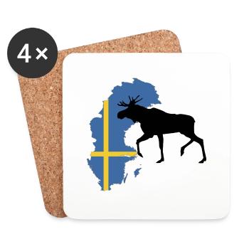 Schweden Elch - Untersetzer (4er-Set) - Weiß - Vorne