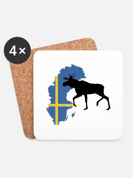 Schweden Elch - Untersetzer (4er-Set) - Weiß