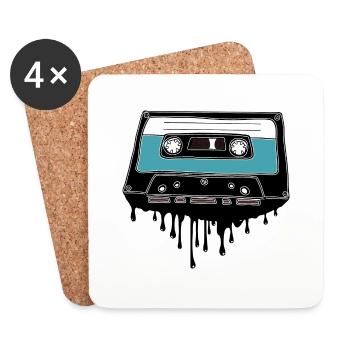 Kassette schmelzend 80's Motiv - Untersetzer (4er-Set) - Weiß - Vorne