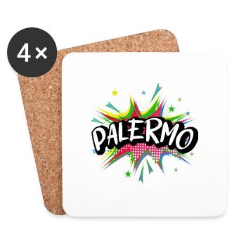 Palerme Italie Ville Pop Art Comic Art Skyline - Dessous de verre (lot de 4) - blanc - Devant