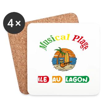 musical plage ile au lagon - Dessous de verre (lot de 4) - blanc - Devant