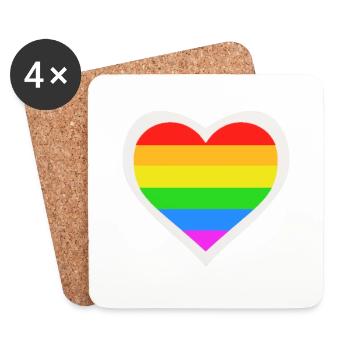 LGBT Queer Regenbogen Herz - Untersetzer (4er-Set) - Weiß - Vorne