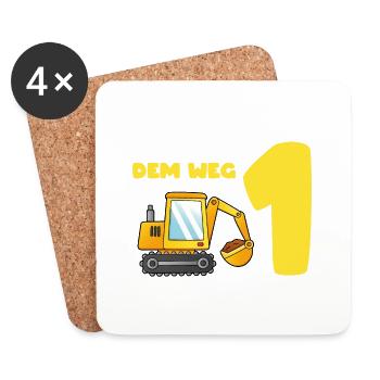 Aus dem Weg ich bin schon 1, Geschenkidee - Untersetzer (4er-Set) - Weiß - Vorne