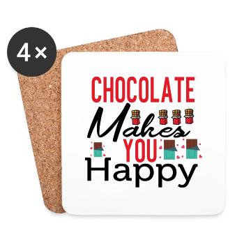 Le chocolat me rend heureux - Dessous de verre (lot de 4) - blanc - Devant