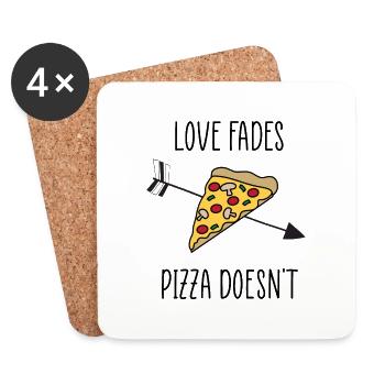 Liebe verblasst Pizza Zitat - Untersetzer (4er-Set) - Weiß - Vorne