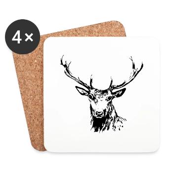 Cerf - Dessous de verre (lot de 4) - blanc - Devant