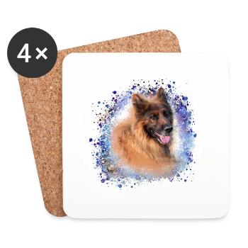 Berger allemand, Berger, Chien, Graffiti - Dessous de verre (lot de 4) - blanc - Devant